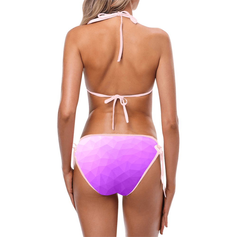 Purple gradient geometric mesh pattern Custom Bikini Swimsuit (Model S01)