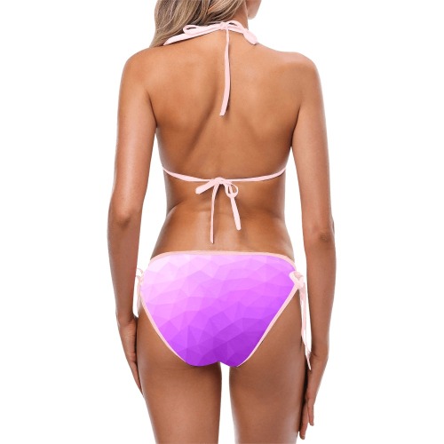 Purple gradient geometric mesh pattern Custom Bikini Swimsuit (Model S01)