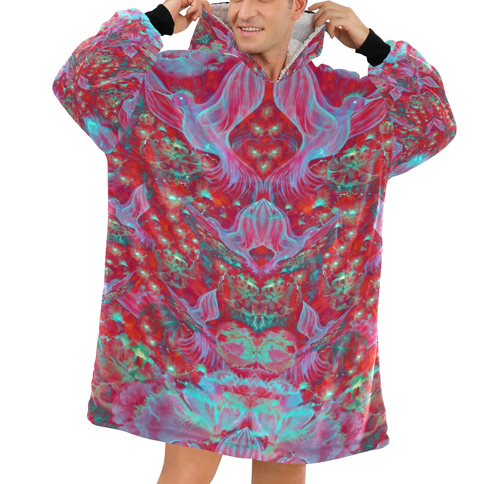 Nidhi Decembre 2014- pattern-5-1 neck back Blanket Hoodie for Men