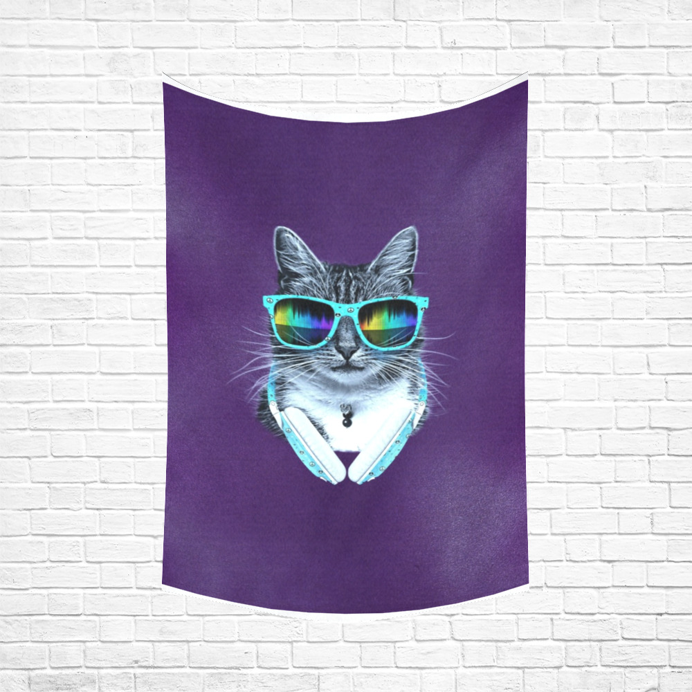 Cool Cat Cotton Linen Wall Tapestry 60"x 90"
