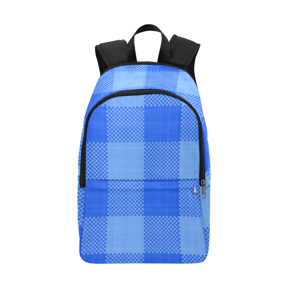 Soft Blue Plaid Fabric Backpack for Adult (Model 1659)