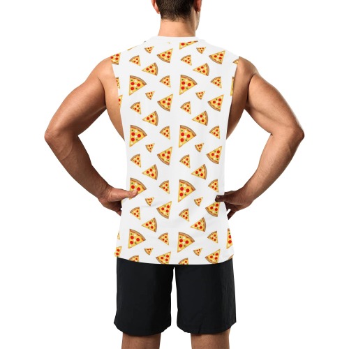 Cool and fun pizza slices pattern on white Men's Open Sides Workout Tank Top (Model T72)