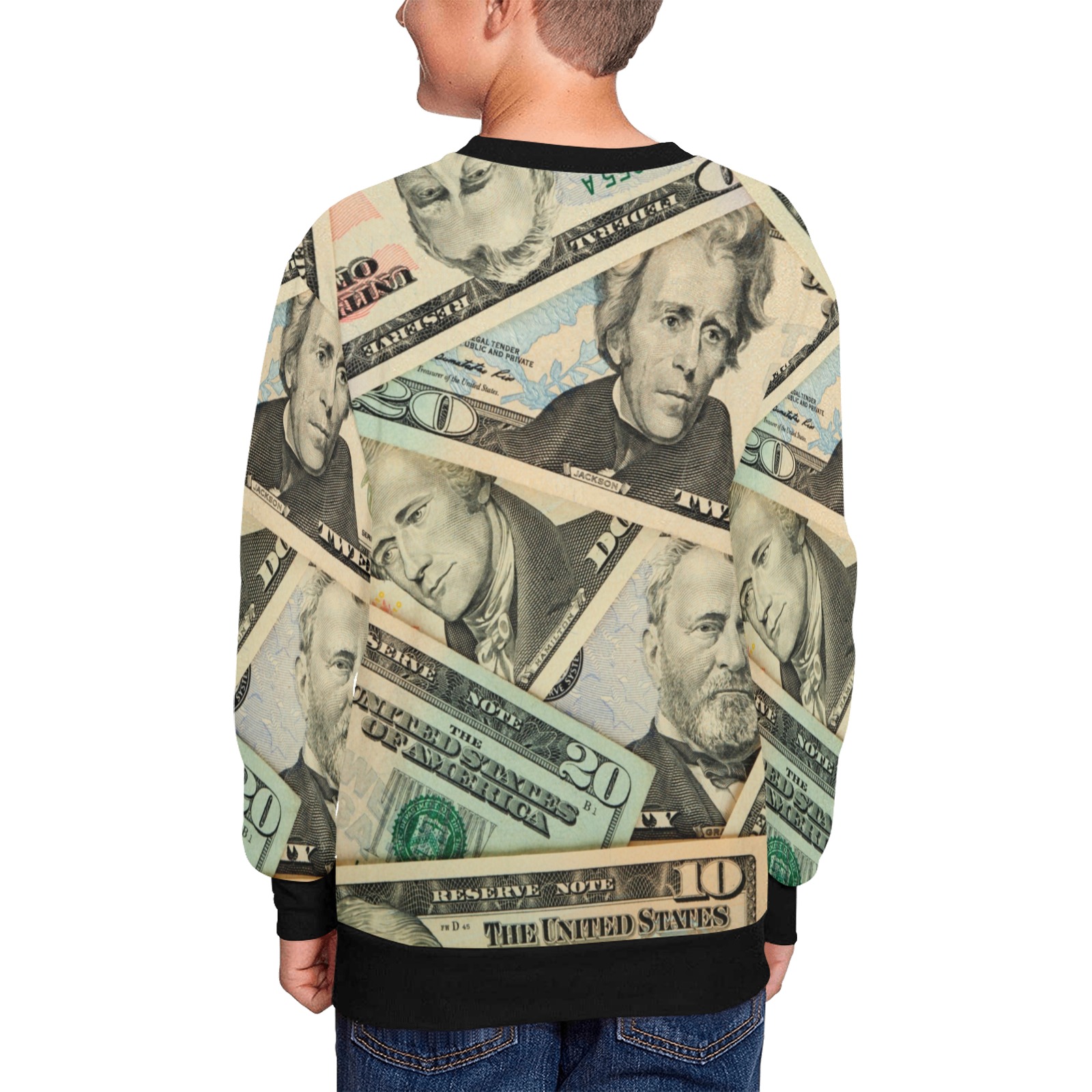 US PAPER CURRENCY Kids' All Over Print Sweatshirt (Model H37)