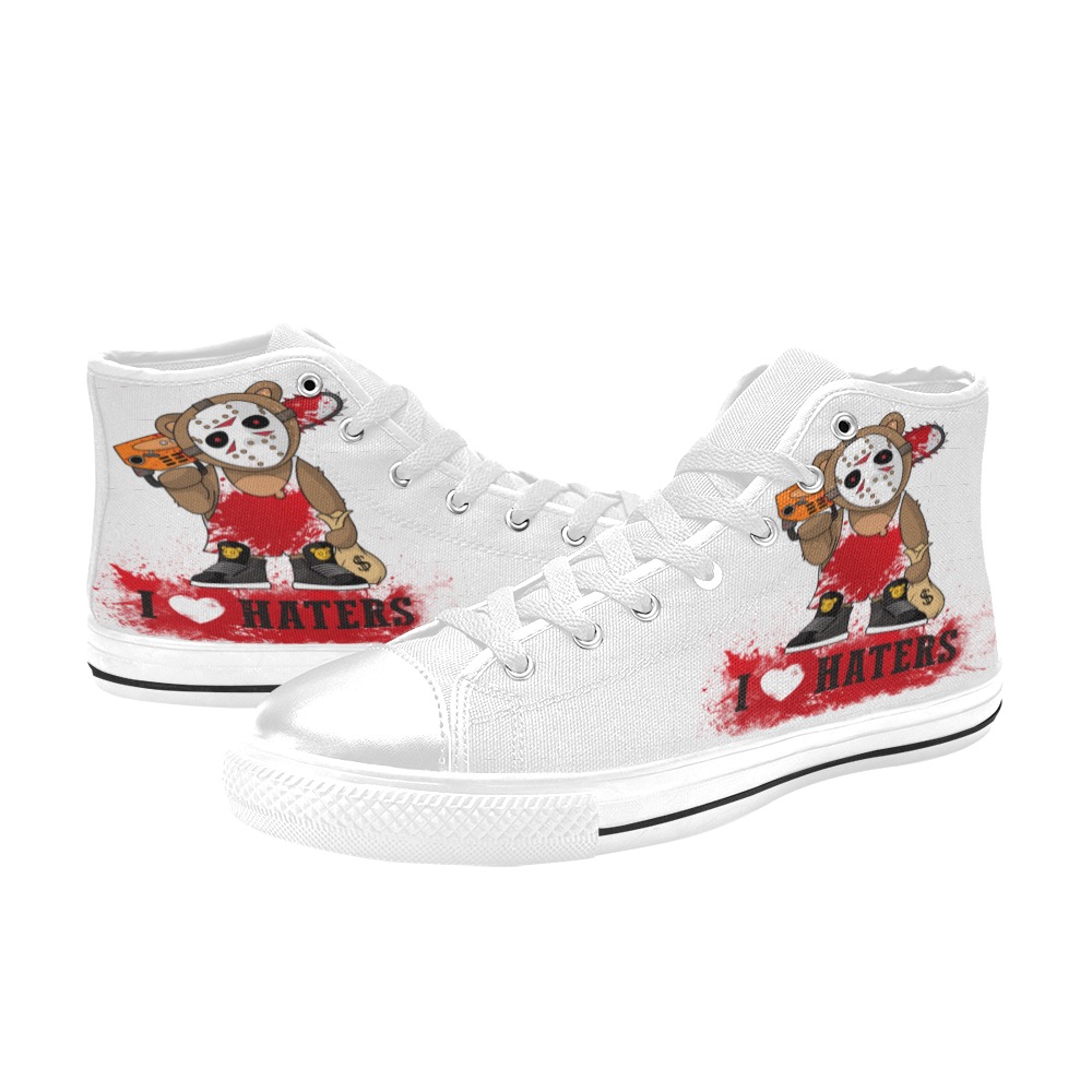 women's haters high tops shoes High Top Canvas Shoes for Kid (Model 017)