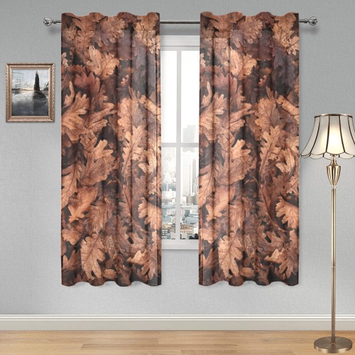 Fall LeavesMade in America Gauze Curtain 28"x63" (Two-Piece)