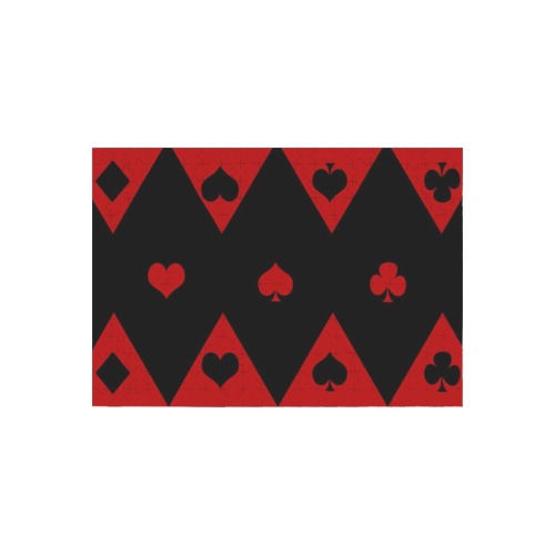 Las Vegas Black Red Play Card Shapes 300-Piece Wooden Photo Puzzles