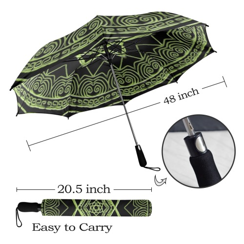 mandala 3D-8 vert pomme Semi-Automatic Foldable Umbrella (Model U12)