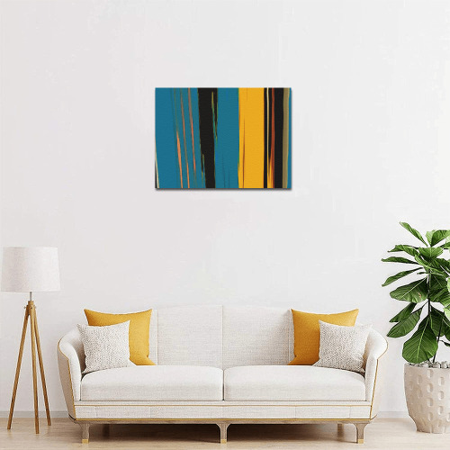 Black Turquoise And Orange Go! Abstract Art Canvas Print 14"x11"