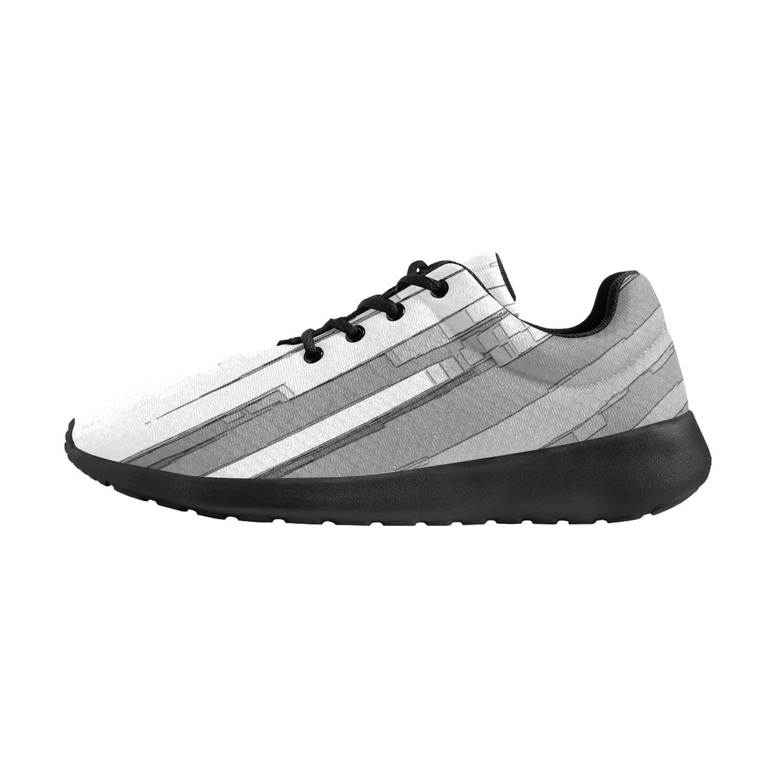 Greyscale Abstract B&W Art Men's Athletic Shoes (Model 0200)
