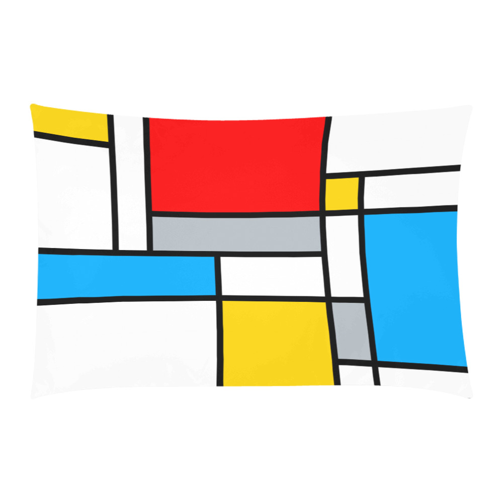 Mondrian Style Color Composition Geometric Retro Art 3-Piece Bedding Set