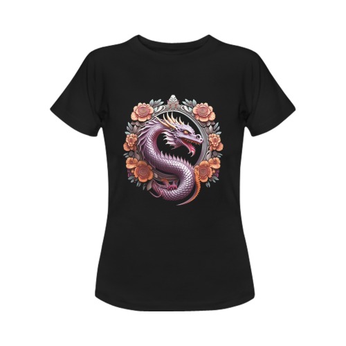 dragon on a black background 1 Women's T-Shirt in USA Size (Front Printing Only)