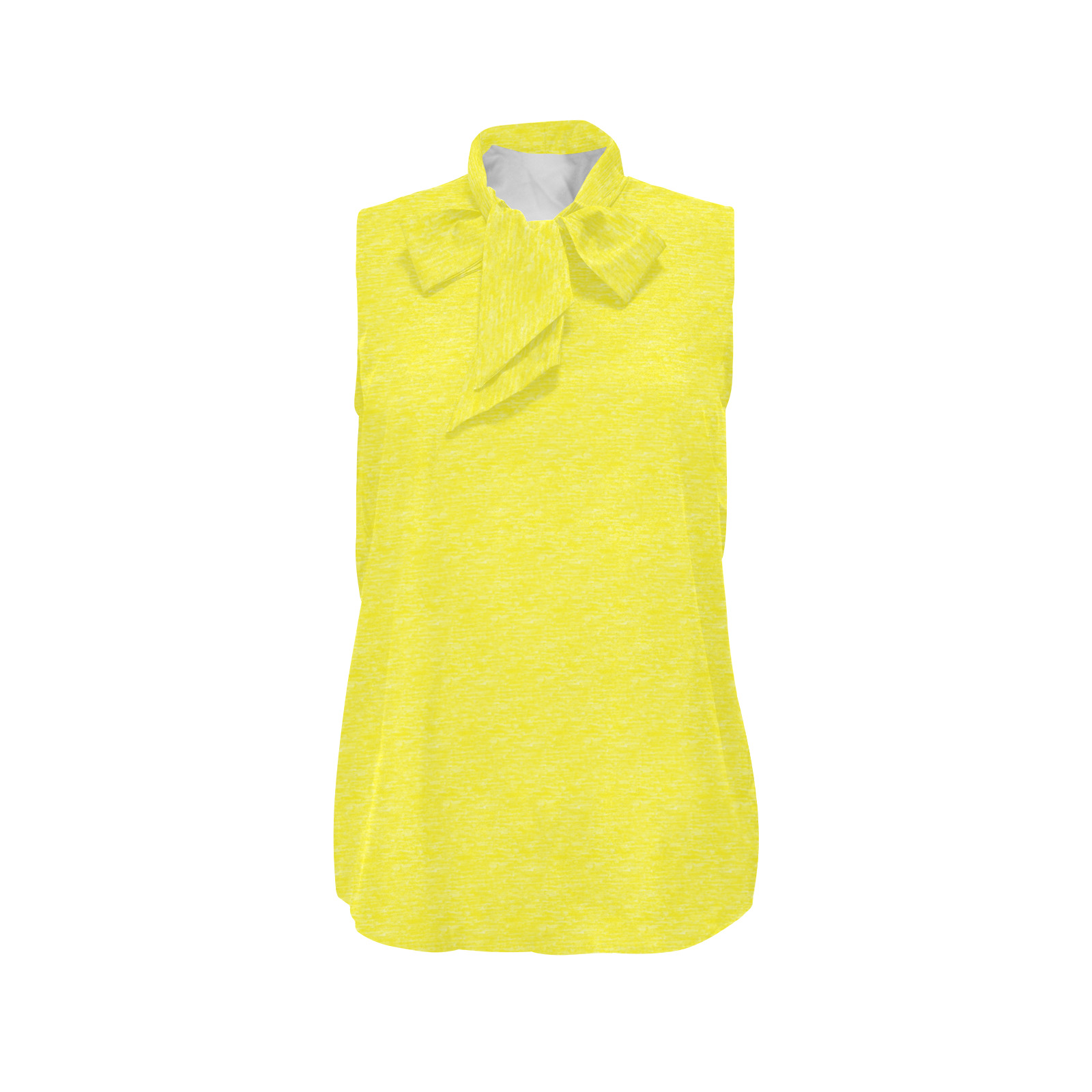 Cloudy Yellow Women's Bow Tie V-Neck Sleeveless Shirt (Model T69)