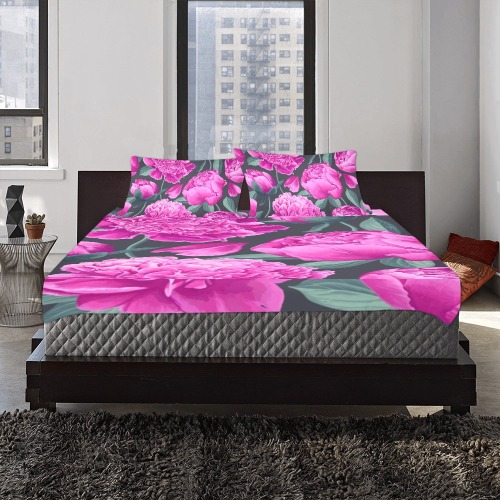 Pink Peonies 3-Piece Bedding Set
