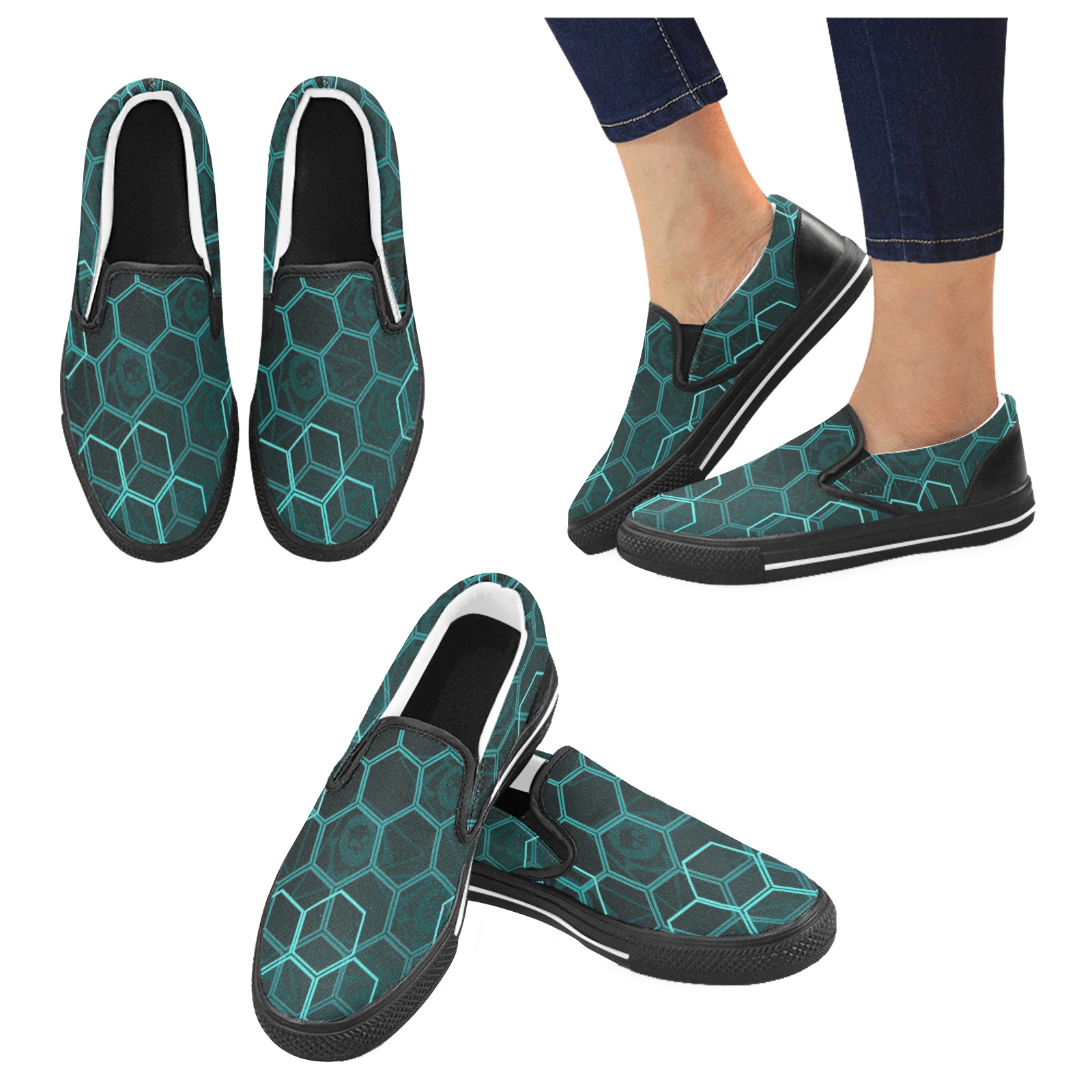 Hexi Women's Unusual Slip-on Canvas Shoes (Model 019)