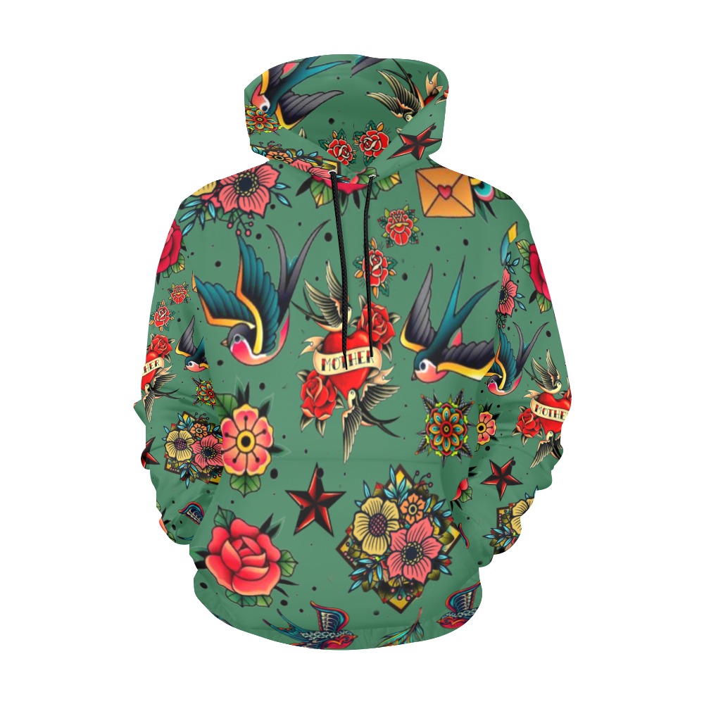Teal All Over Print Hoodie for Women (USA Size) (Model H13)
