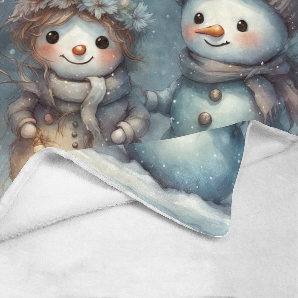 Snowman Couple Ultra-Soft Micro Fleece Blanket 54''x70''