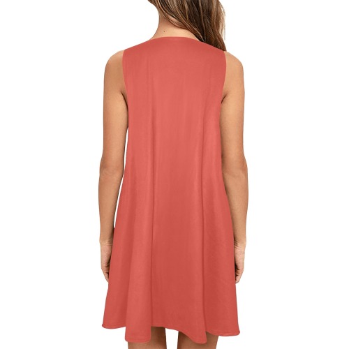 Poinciana Sleeveless A-Line Pocket Dress (Model D57)