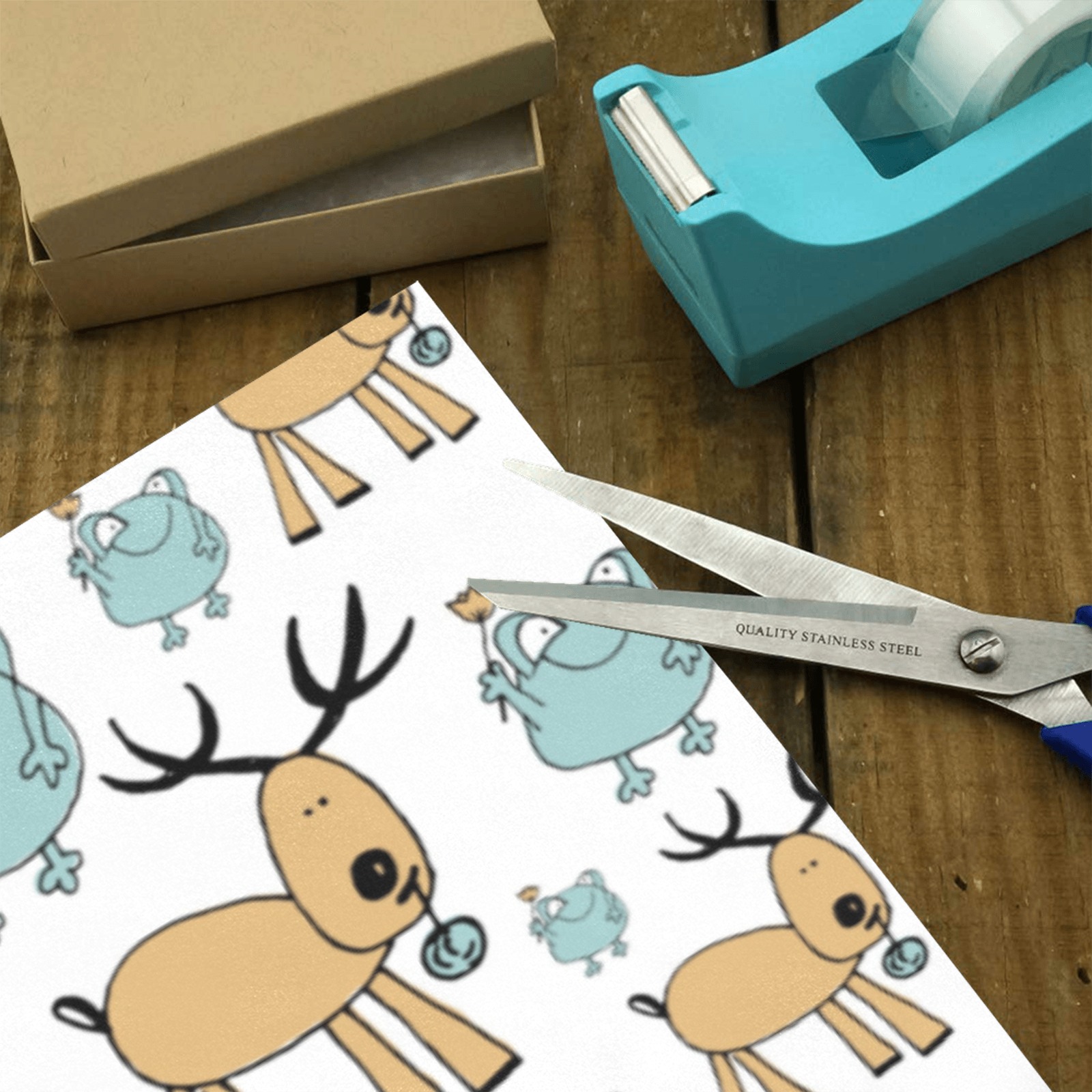 Frogs And Reindeer Pattern Gift Wrapping Paper 58"x 23" (1 Roll)