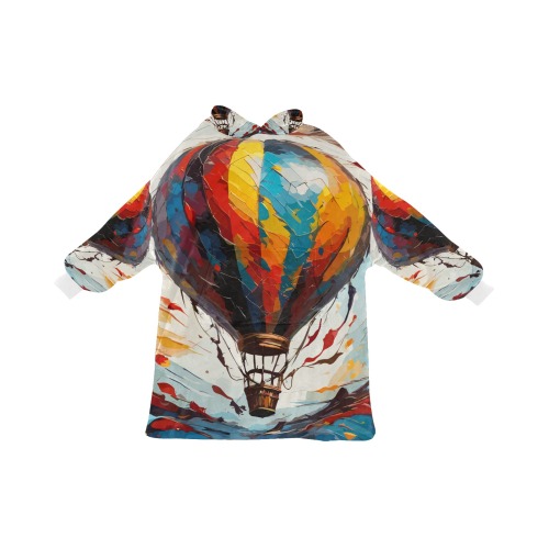 Fantasy hot air balloon in flight colorful art.