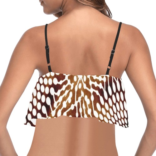 AFRICAN PRINT PATTERN 4 Ruffle Bikini Top (Model S13)