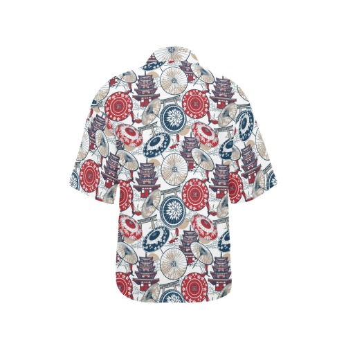 UMBRELLA 0004 All Over Print Hawaiian Shirt for Women (Model T58)
