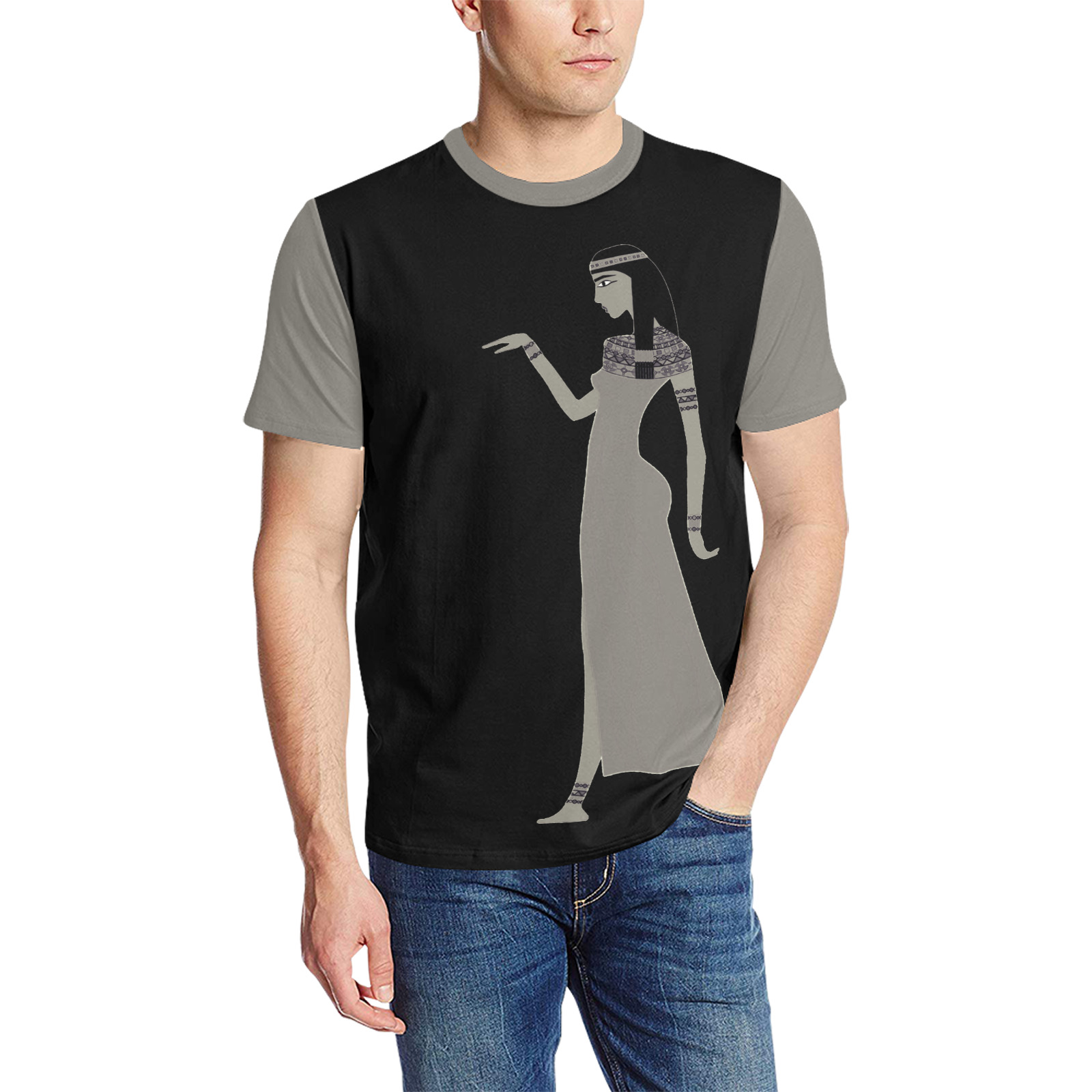 Walk Like an Egyptian Men's All Over Print T-Shirt (Solid Color Neck) (Model T63)