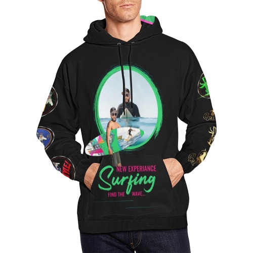 New Experience Surfing Find the Wave Collectable Fly All Over Print Hoodie for Men (USA Size) (Model H13)