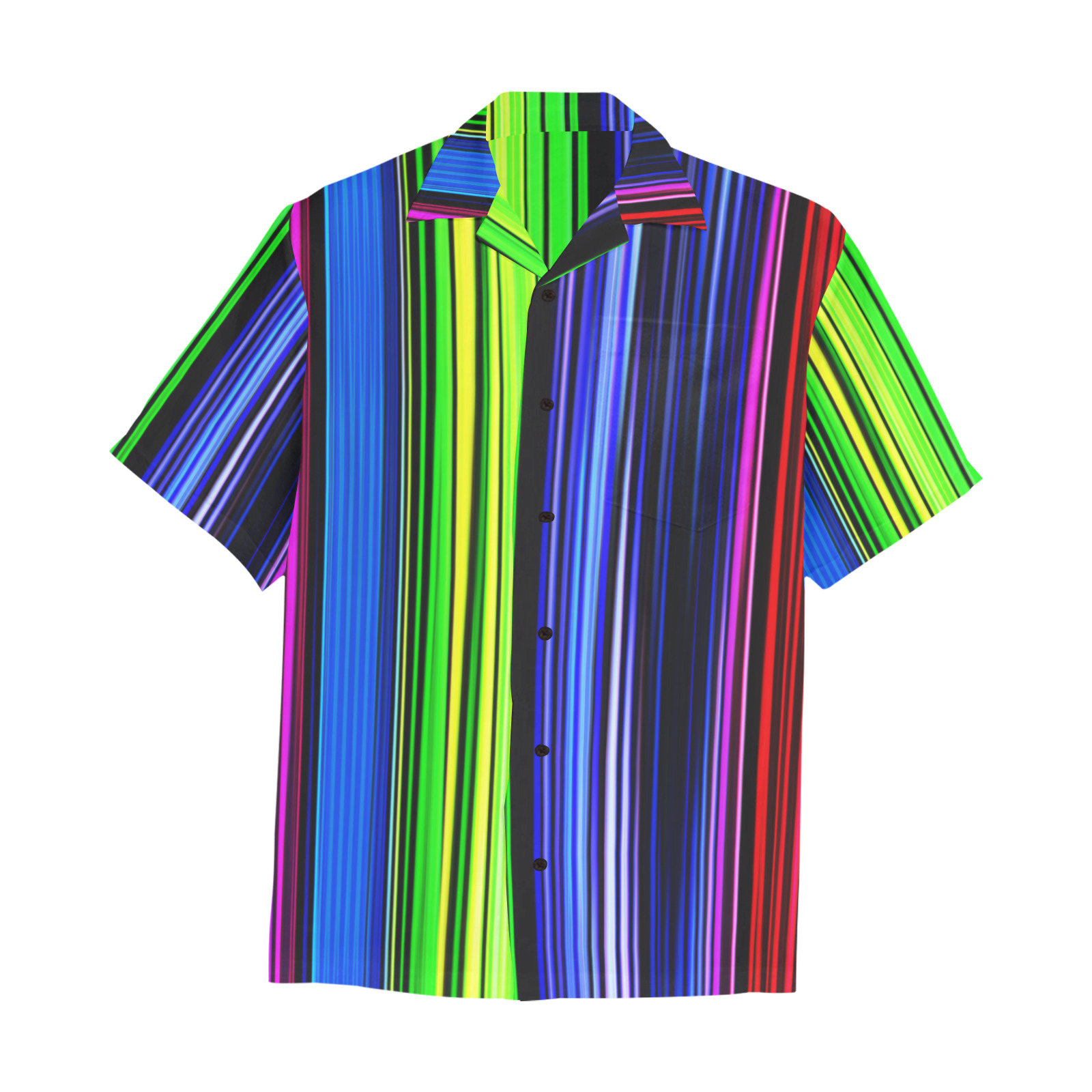 A Rainbow Of Stripes Hawaiian Shirt with Chest Pocket (Model T58)