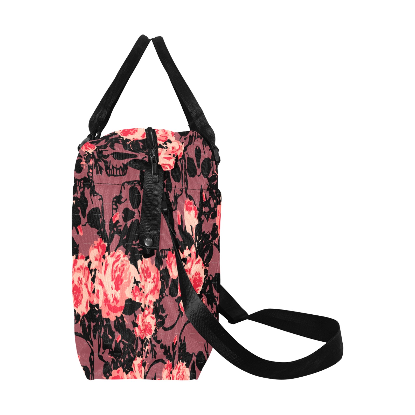 Pink and Black Skull Travel Bag Large Capacity Duffle Bag (Model 1715)