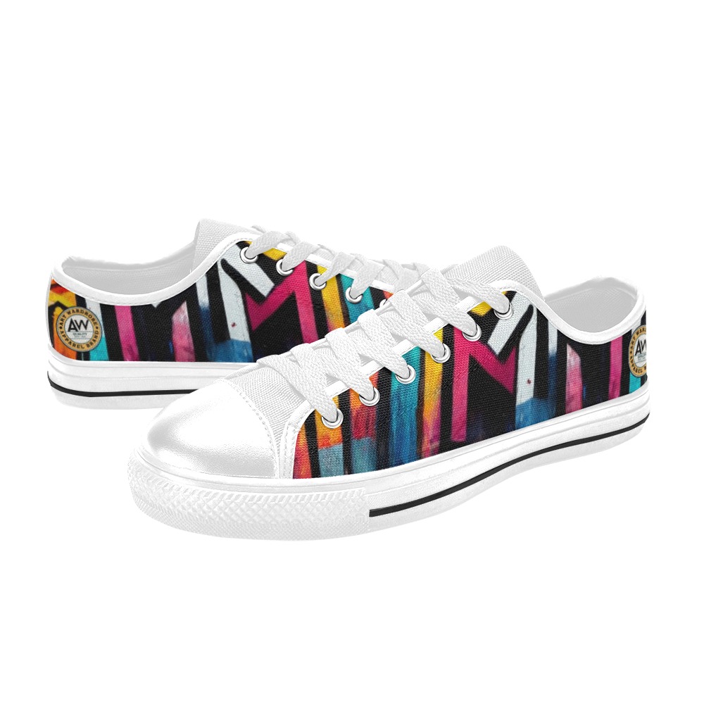 multi colour striped Women's Classic Canvas Shoes (Model 018)