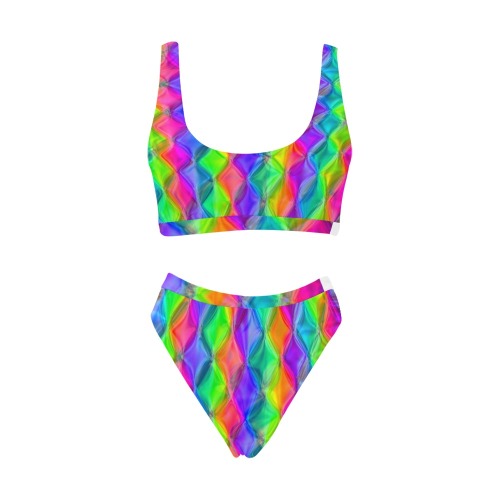 sweet colours Sport Top & High-Waisted Bikini Swimsuit (Model S07)