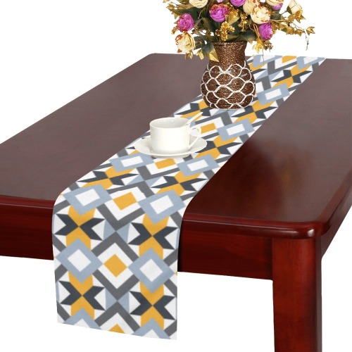 Retro Angles Abstract Geometric Pattern Table Runner 16x72 inch