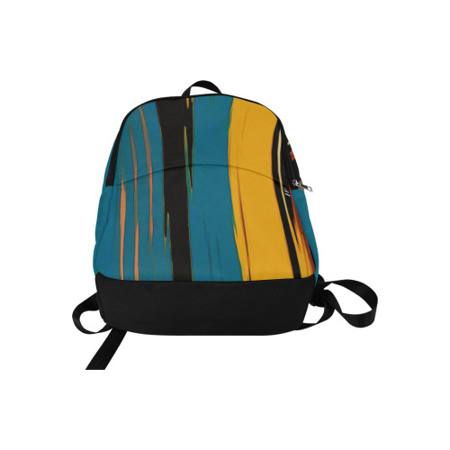 Black Turquoise And Orange Go! Abstract Art Fabric Backpack for Adult (Model 1659)