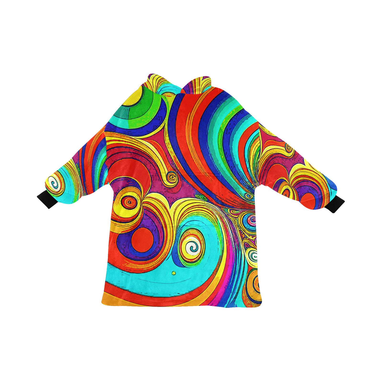 Colorful Groovy Rainbow Swirls Blanket Hoodie for Men