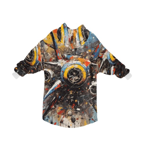 Abstract Aviation Engine Mechanics Colorful Art Blanket Hoodie for Men