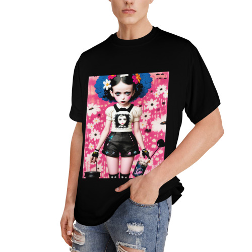cute gothic knit crochet girl 3 Men's Glow in the Dark T-shirt (Front Printing)