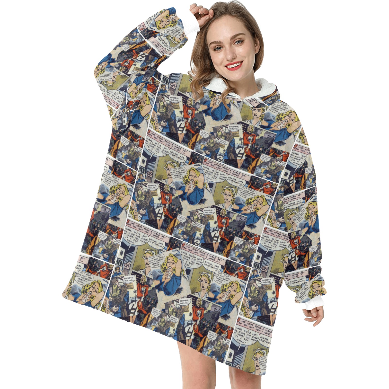 comic book hooded fleece Blanket Hoodie for Women