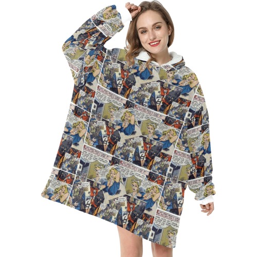 comic book hooded fleece Blanket Hoodie for Women