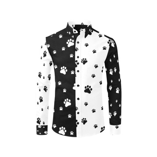 Black and White Paws by Fetishworld Men's All Over Print Casual Dress Shirt (Model T61)