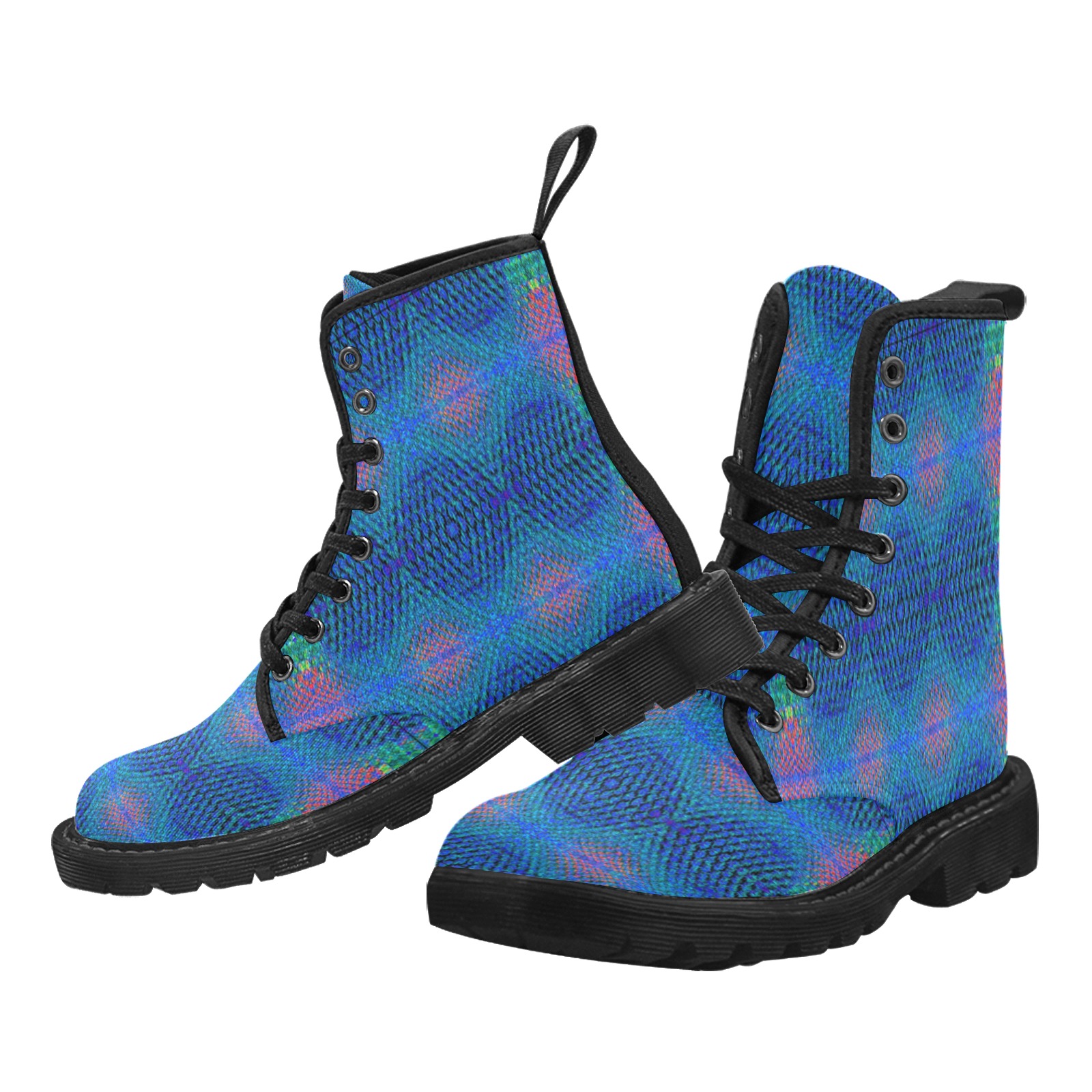 Mermaid (blue) Martin Boots for Women (Black) (Model 1203H)