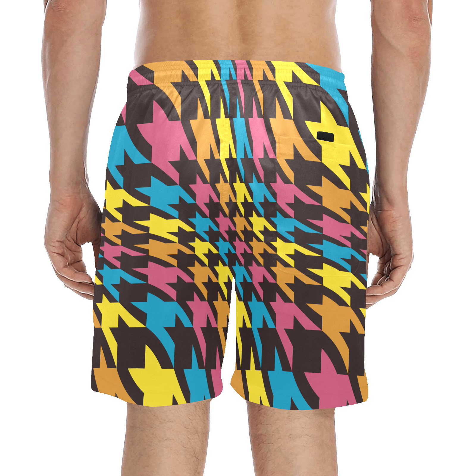 Colorful Abstract Geometric Men's Mid-Length Beach Shorts (Model L51)