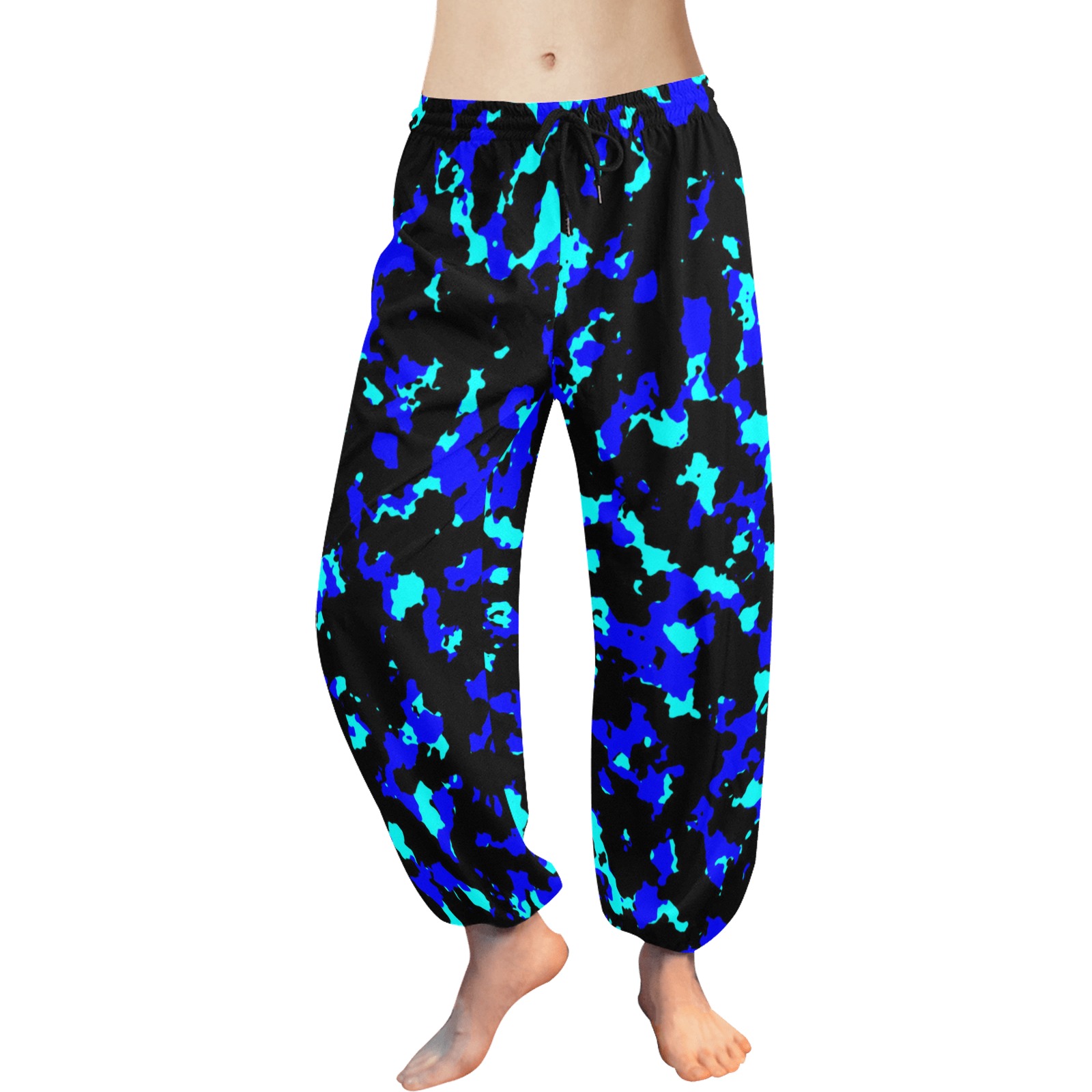 bluecamo1 Women's All Over Print Harem Pants (Model L18)