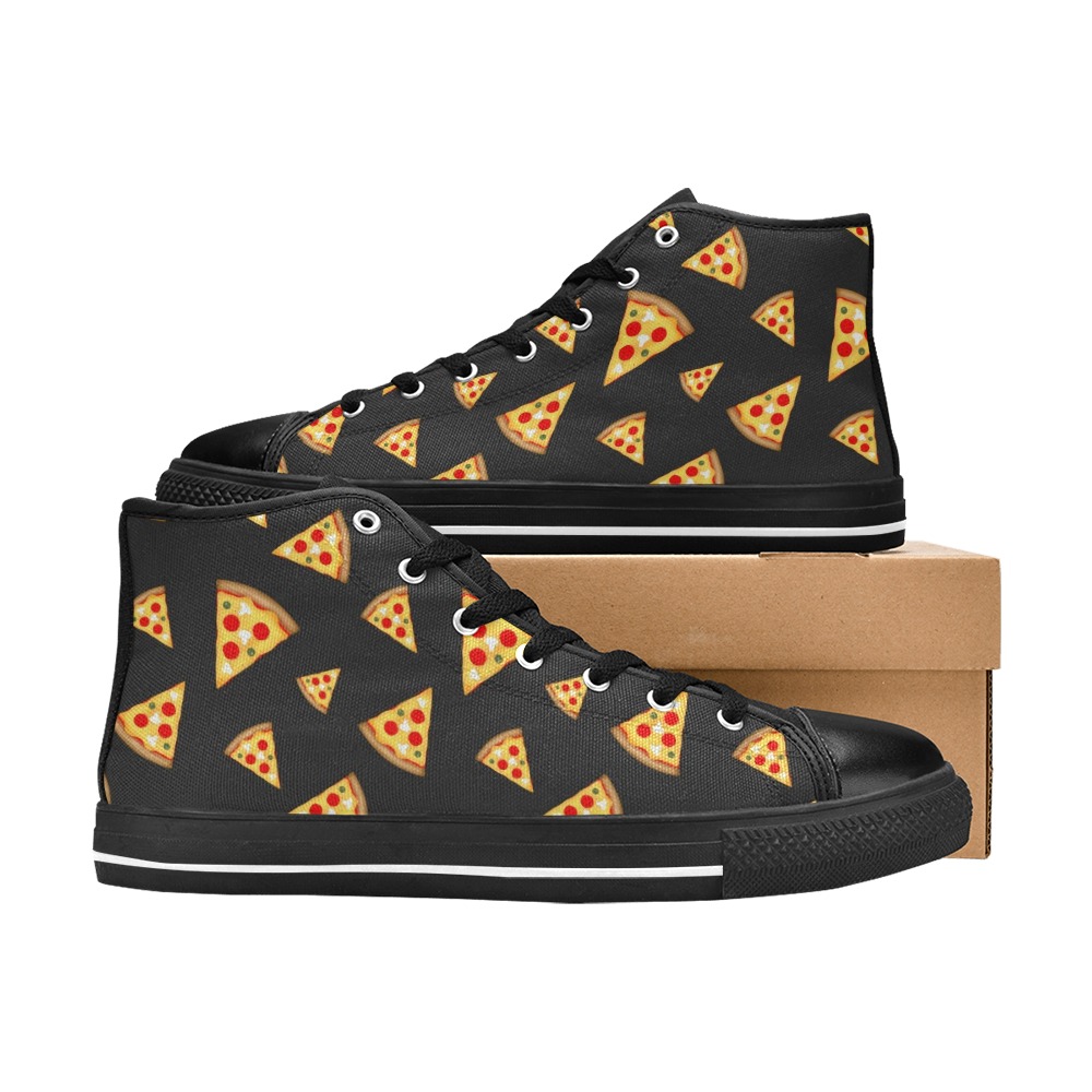 Cool and fun pizza slices pattern dark gray Men’s Classic High Top Canvas Shoes (Model 017)