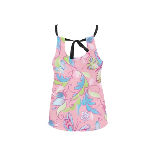 Pink Butterfly Loose Fit Halter Neck Top (Model T68)
