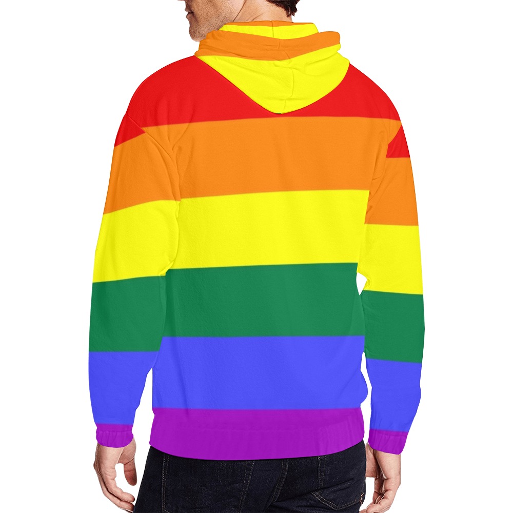 Gay Pride Rainbow All Over Print Full Zip Hoodie for Men (Model H14)