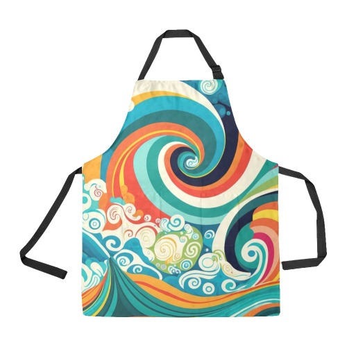 Colorful Ocean Waves All Over Print Apron
