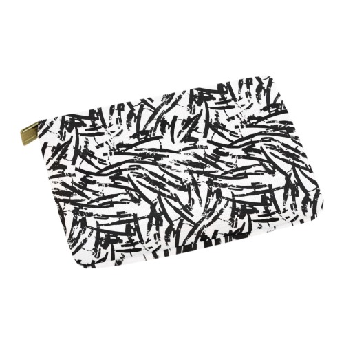 Brush Stroke Black and White Carry-All Pouch 12.5''x8.5''