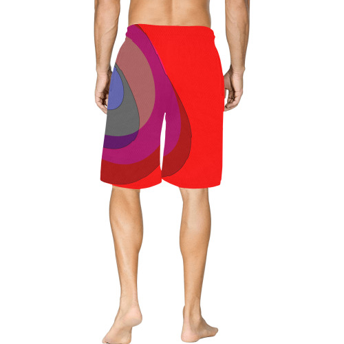 Red Abstract 714 All Over Print Basketball Shorts with Pocket