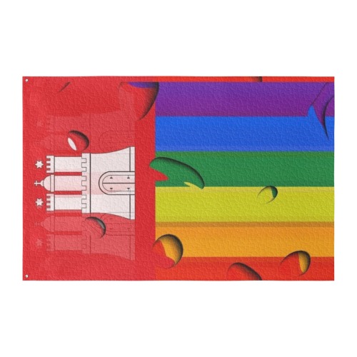 Hamburg Pride Flag Pop Art by Nico Bielow Custom Flag 6x4 Ft (72"x48") (One Side)
