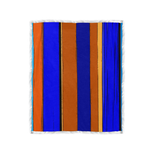 Abstract Blue And Orange 930 Double Layer Short Plush Blanket 50"x60"